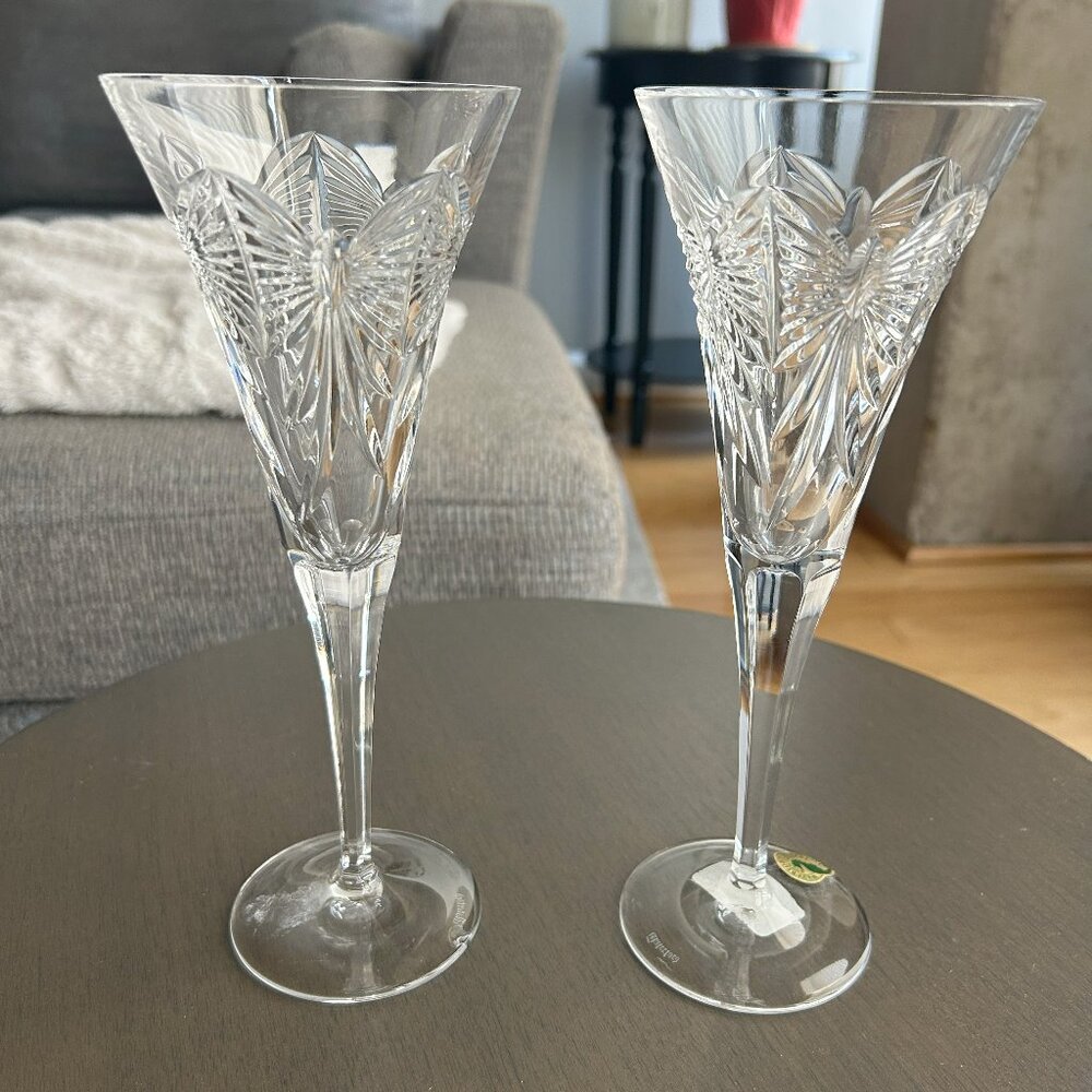 Waterford Crystal The Millennium Collection Toasting Flutes "Happiness"